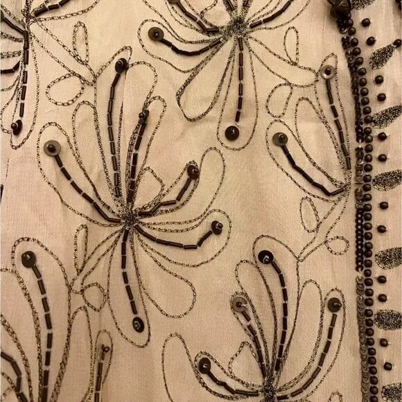 Free People Sicily Ivory beaded dress cream white statement beaded dress size 12 - Picture 5 of 7